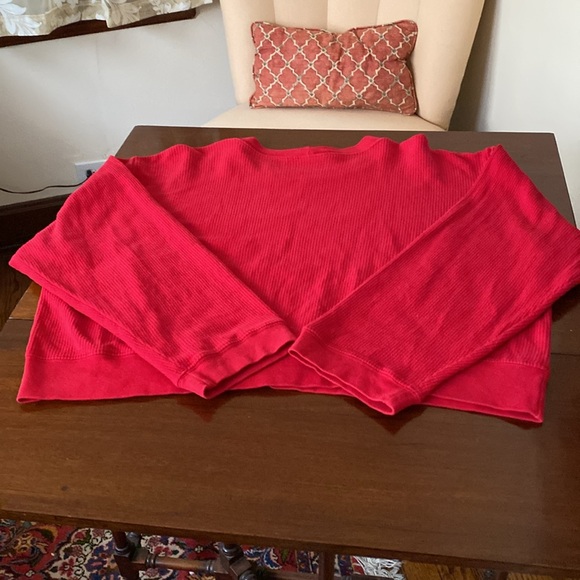 Basic Threads Santa Monica CA Red Boxy Cropped Oversized Cotton Ribbed Top 1 L - Picture 7 of 12